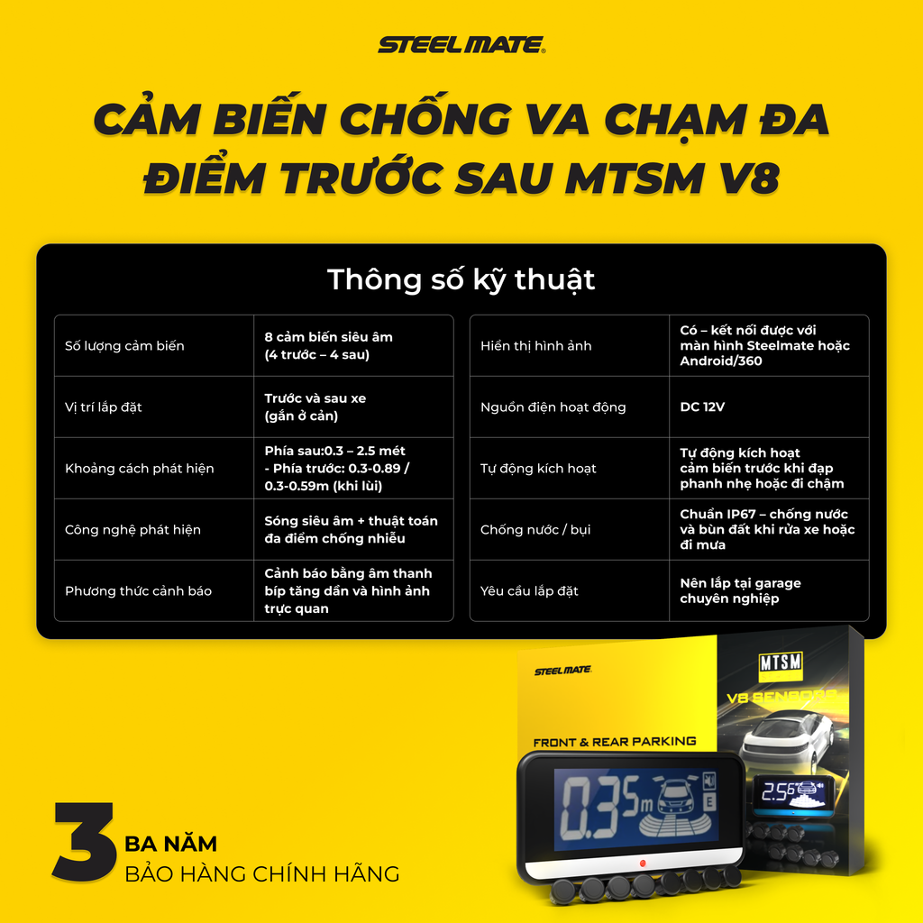 Cảm biến chống va chạm đa điểm trước sau MTSM V8