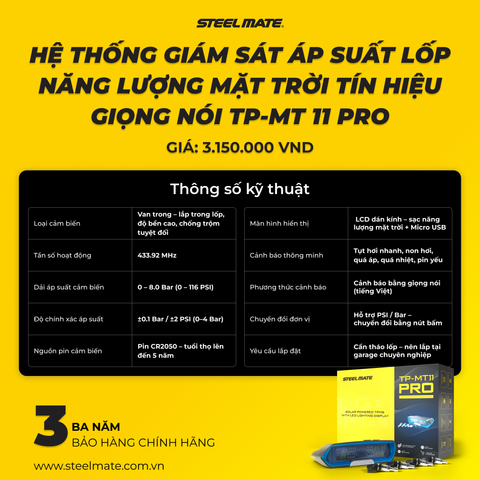 Hệ thống giám sát áp suất lốp năng lượng mặt trời tín hiệu giọng nói TP-MT 11 PRO