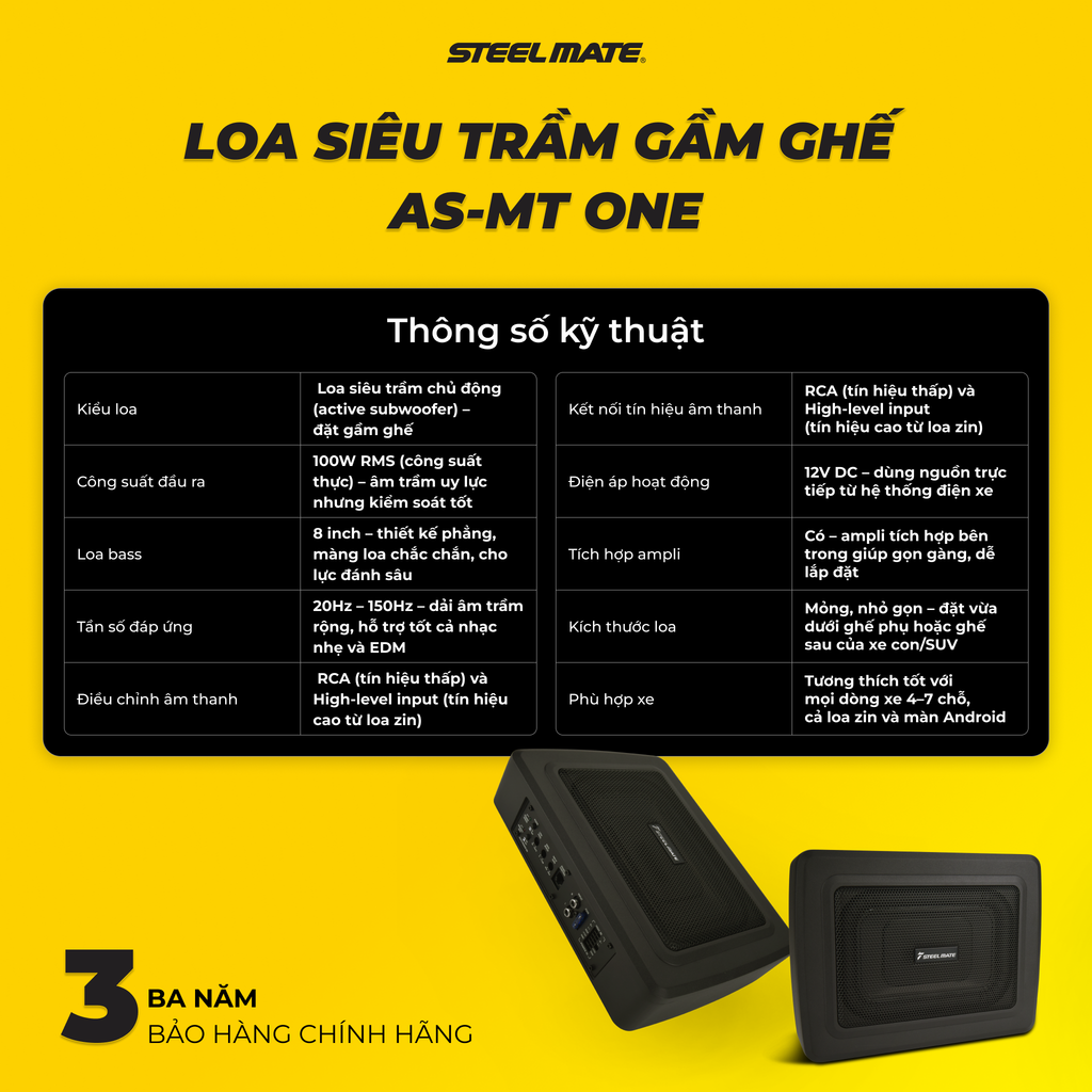 Loa sub gầm ghế ô tô siêu trầm AS-MT ONE