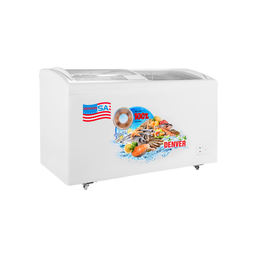  Tủ đông mặt kính cong Denver AS 559K 365L Lòng inox 