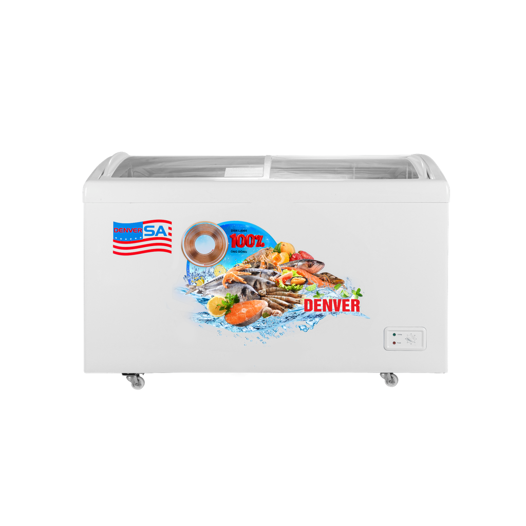  Tủ đông mặt kính cong Denver AS 559K 365L Lòng inox 