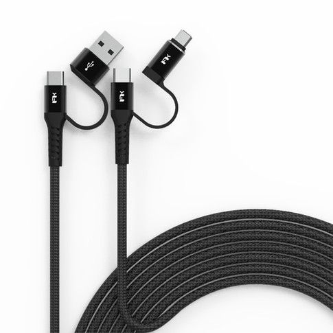Cáp Sạc Nhanh Đa Cổng FeelTek (Dây Bện + Kim Loại) 2m