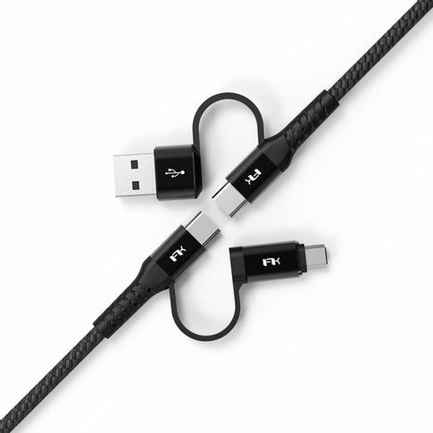 Cáp Sạc Nhanh Đa Cổng FeelTek (Dây Bện + Kim Loại) 2m
