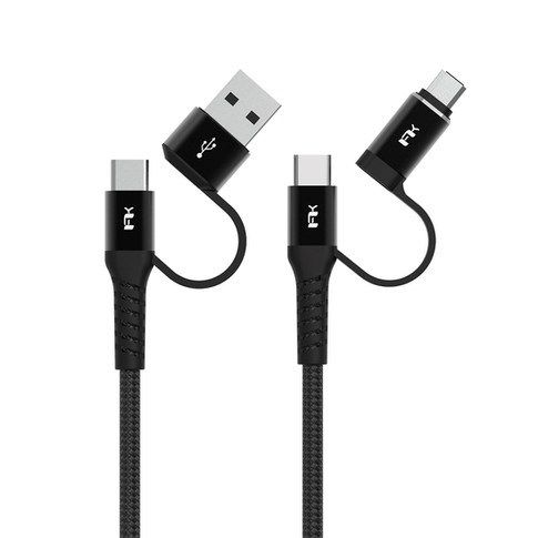 Cáp Sạc Nhanh Đa Cổng FeelTek (Dây Bện + Kim Loại) 2m
