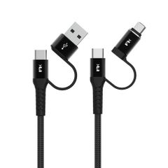 Cáp Sạc Nhanh Đa Cổng FeelTek (Dây Bện + Kim Loại) 2m