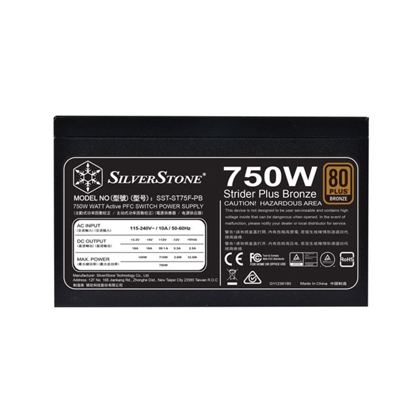 Nguồn Máy Tính SilverStone Strider ST75F-PB 750W (80 Plus Bronze)