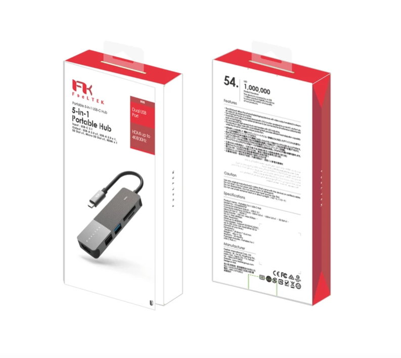 Hub Type-C Chia Cổng 5 Trong 1 FeelTek (Portable 5 in 1)