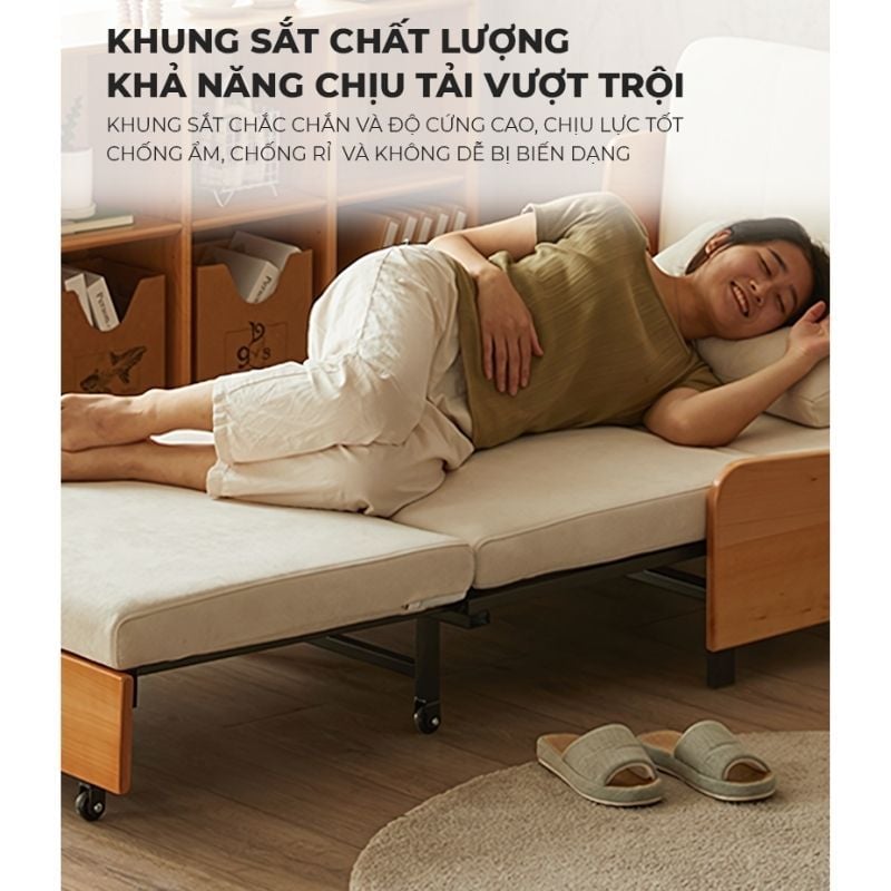 Sofa giường gấp gọn vải lanh canvas SmartFurni - SMF22