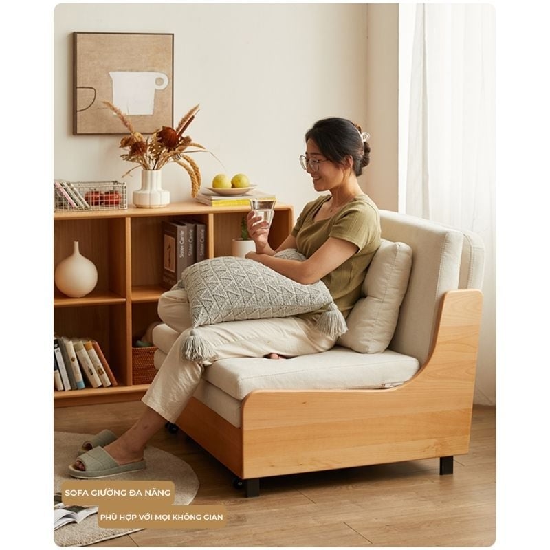 Sofa giường gấp gọn vải lanh canvas SmartFurni - SMF22