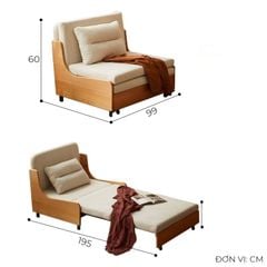 Sofa giường gấp gọn vải lanh canvas SmartFurni - SMF22