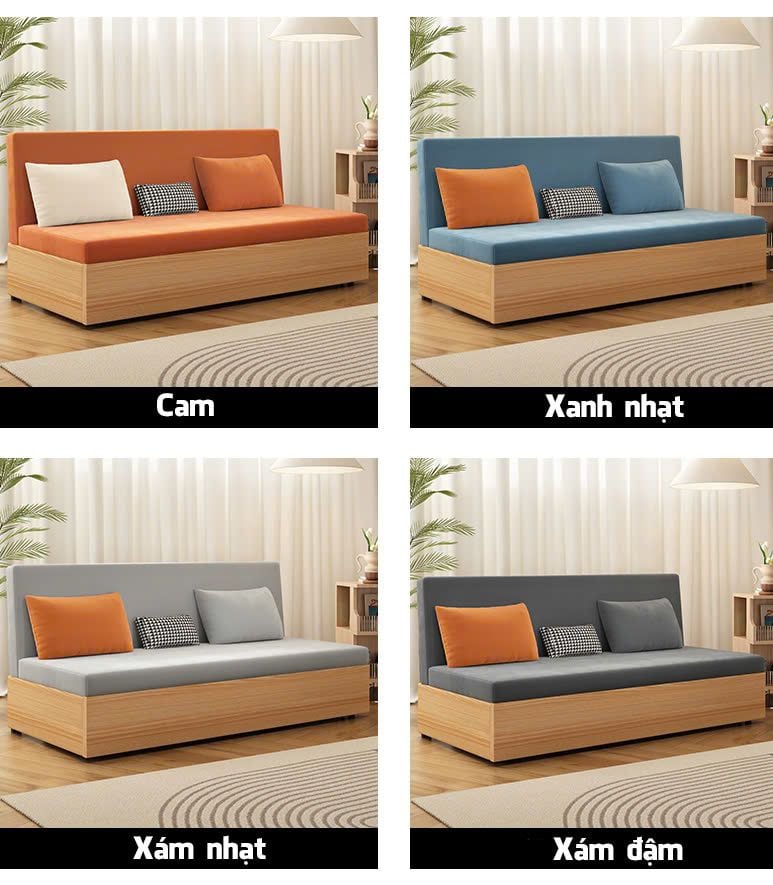 Sofa giường gấp gọn vải lanh canvas SmartFurni - SMF23