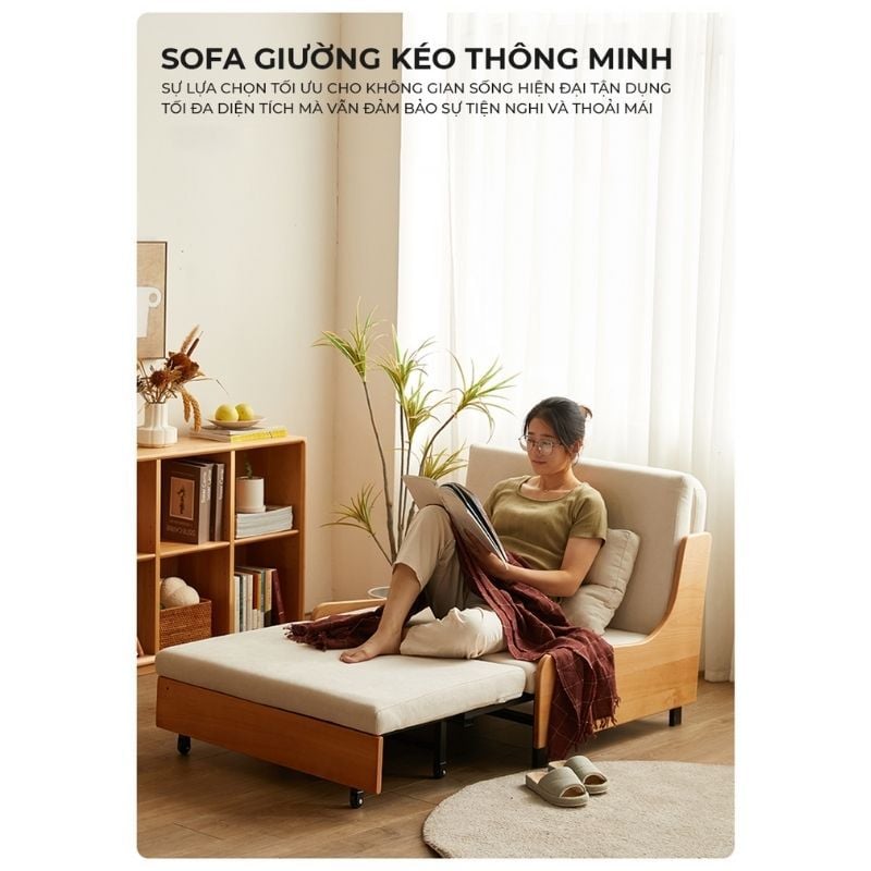 Sofa giường gấp gọn vải lanh canvas SmartFurni - SMF22A