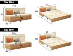 Sofa giường gấp gọn vải lanh canvas SmartFurni - SMF23