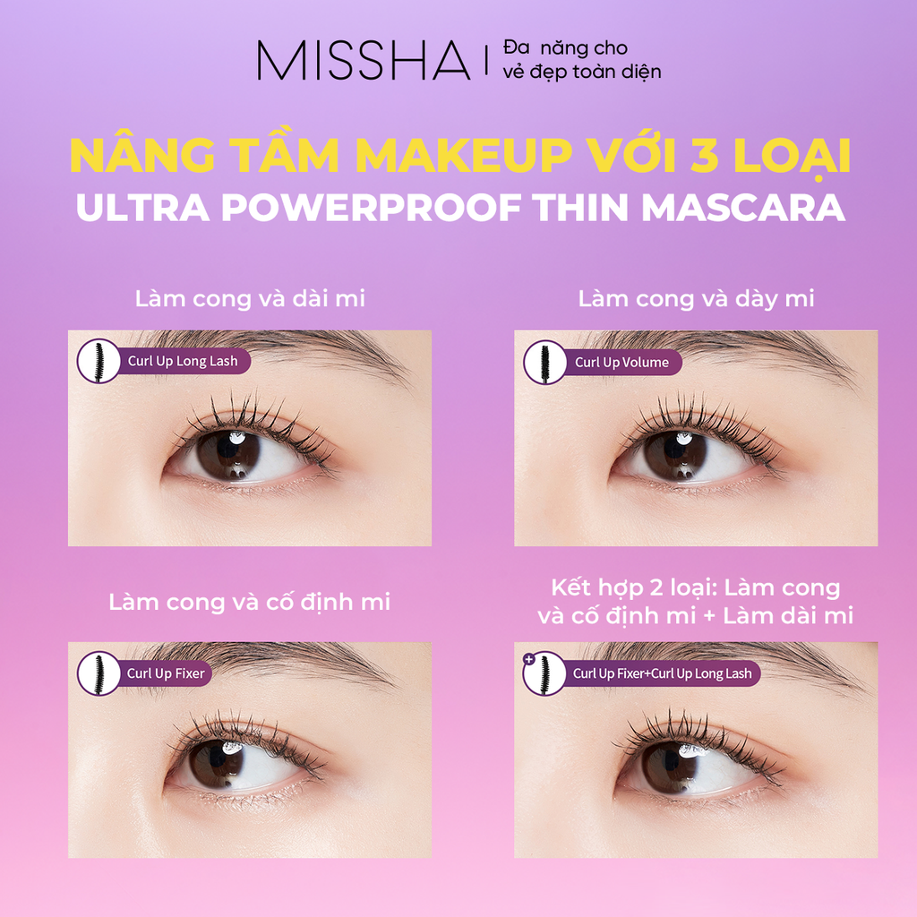 Mascara làm tơi, cong và dài mi tự nhiên Missha Ultra Powerproof Thin 9g