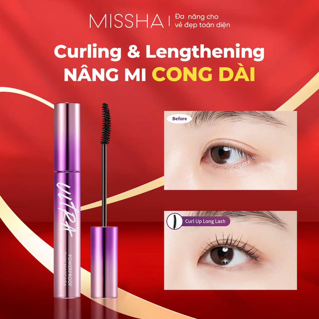 Mascara làm tơi, cong và dài mi tự nhiên Missha Ultra Powerproof Thin 9g