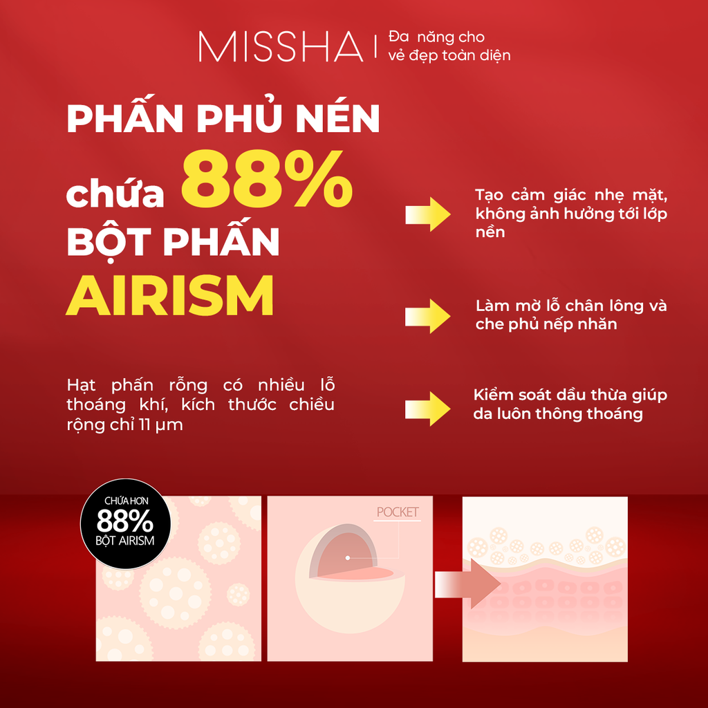 Phấn phủ nén kiềm dầu Missha Airy Pot Pressed Powder 5g