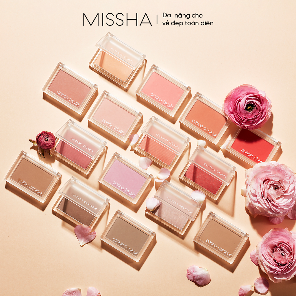 Phấn má mịn lì Missha Cotton Blush 4g
