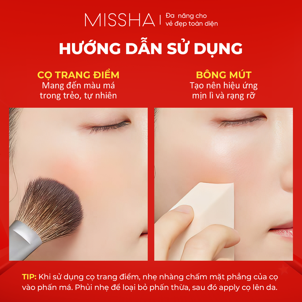 Phấn má mịn lì Missha Cotton Blush 4g