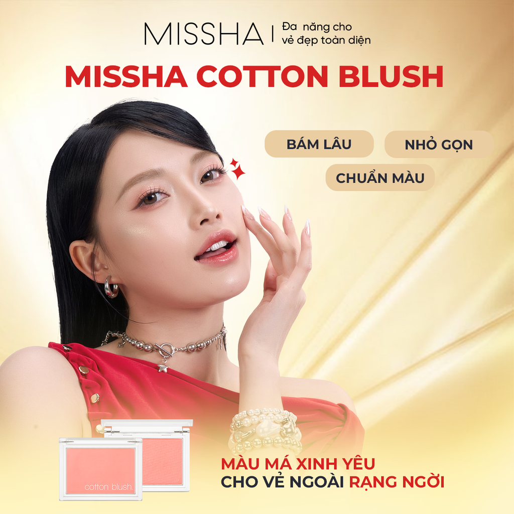 Phấn má mịn lì Missha Cotton Blush 4g