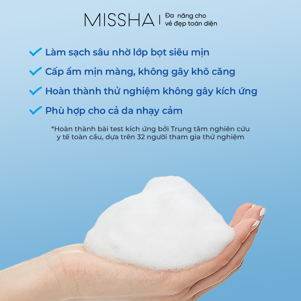 Sữa rửa mặt sạch sâu cấp ẩm Missha Super Aqua Ultra Hyalron Foaming 200ml