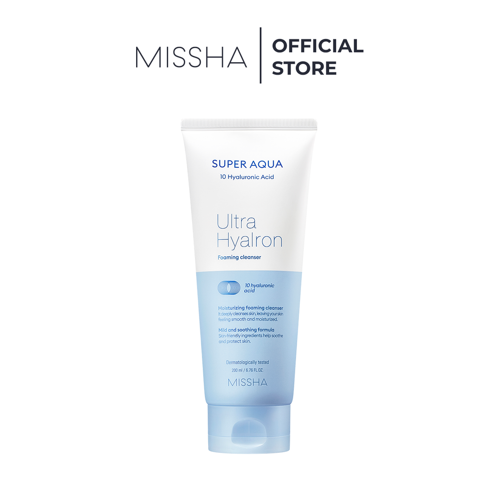 Sữa rửa mặt sạch sâu cấp ẩm Missha Super Aqua Ultra Hyalron Foaming 200ml