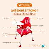  Ghế Ăn Dặm Nhựa Vĩ Hưng Cho Bé, 2 Chế Độ Chân, Kèm Mặt Bàn 