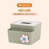  Hộp Đựng Khăn Giấy Ăn Nhựa - Đính Hoa Sang Trọng, Phong Cách - Nhựa Vĩ Hưng 