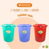  Thùng Nhựa Tròn Có Nắp 160L Nhựa Vĩ Hưng - Đựng Đồ, Lưu Trữ Tiện Lợi 
