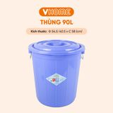  Thùng Nhựa Tròn Có Nắp 90L Nhựa Vĩ Hưng - Đựng Đồ, Lưu Trữ Tiện Lợi 