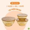  BỘ 3 Tô Nhựa Vĩ Hưng Đựng Hoa Quả, Trộn Salad Cao Cấp, Hiện Đại, Dày Dặn Có Nắp Đậy - VHE-38 