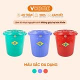 Thùng Nhựa Tròn Có Nắp 80L Nhựa Vĩ Hưng - Đựng Đồ, Lưu Trữ Tiện Lợi 