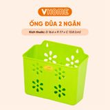  Hộp Đựng Đũa Muỗng 2 Ngăn, Hoa Văn Đẹp, Treo Tường Tiện Lợi - Nhựa Vĩ Hưng 