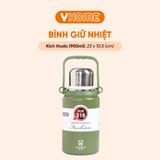  Bình Giữ Nhiệt 900ml Lõi Inox 304, Có Nắp Lọc Trà, Tiện Lợi, Cao Cấp - Nhựa Vĩ Hưng 