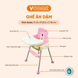  Ghế Ăn Dặm Hình Gấu, 2 Chế Độ Chân, Dễ Lắp Ráp, An Toàn Cho Bé - Nhựa Vĩ Hưng 