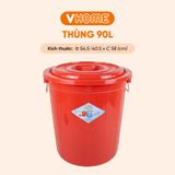  Thùng Nhựa Tròn Có Nắp 90L Nhựa Vĩ Hưng - Đựng Đồ, Lưu Trữ Tiện Lợi 