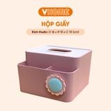  Hộp Đựng Khăn Giấy Ăn Nhựa - Đính Hoa Sang Trọng, Phong Cách - Nhựa Vĩ Hưng 