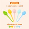  Muỗng Dùng 1 Lần Nhựa Vĩ Hưng 15cm - 100 Cái, Màu Pastel, Nhựa Chính Phẩm, Không BPA, An Toàn Sức Khỏe 