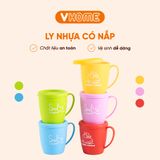  Cốc Nhựa Có Nắp, Chịu Nhiệt Tốt, Màu Sắc Xinh Xắn, Có Quai - Nhựa Vĩ Hưng 