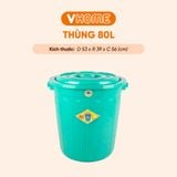 Thùng Nhựa Tròn Có Nắp 80L Nhựa Vĩ Hưng - Đựng Đồ, Lưu Trữ Tiện Lợi 