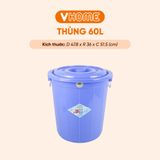  Thùng Nhựa Tròn Có Nắp 60L Nhựa Vĩ Hưng - Đựng Đồ, Lưu Trữ Tiện Lợi 