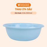  Thau Nhựa 24cm Nhiều Màu Nhựa Chính Phẩm, Không BPA, Bền Đẹp, An Toàn Sức Khỏe, Tiện Lợi Vĩ Hưng 