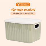  Hộp Nhựa Vĩ Hưng Đựng Đồ Đa Năng Để Bàn 7L Có Bông Hoa Đính Kèm 