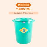  Thùng Nhựa Tròn Có Nắp 120L Nhựa Vĩ Hưng - Đựng Đồ, Lưu Trữ Tiện Lợi 