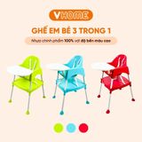  Ghế Ăn Dặm Nhựa Vĩ Hưng Cho Bé, 2 Chế Độ Chân, Kèm Mặt Bàn 