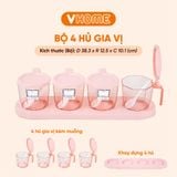 Lọ Đựng Gia Vị Có Thìa, Hũ Gia Vị 3 Ngăn, 4 Ngăn Có Nắp Đậy - Tiện Dụng, Bền Đẹp - Nhựa Vĩ Hưng 