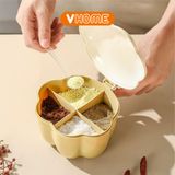  Hũ Nhựa Đựng Gia Vị 4 Ngăn - Có Nắp Đậy, Thìa Và Tay Cầm Tiện Lợi - Nhựa Vĩ Hưng 
