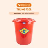  Thùng Nhựa Tròn Có Nắp 120L Nhựa Vĩ Hưng - Đựng Đồ, Lưu Trữ Tiện Lợi 
