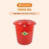  Thùng Nhựa Tròn Có Nắp 80L Nhựa Vĩ Hưng - Đựng Đồ, Lưu Trữ Tiện Lợi 