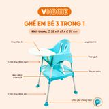  Ghế Ăn Dặm Nhựa Vĩ Hưng Cho Bé, 2 Chế Độ Chân, Kèm Mặt Bàn 