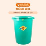  Thùng Nhựa Tròn Có Nắp 220L Nhựa Vĩ Hưng - Đựng Đồ, Lưu Trữ Tiện Lợi 